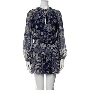 MISA Los Angeles Blue Pattern Mini Dress